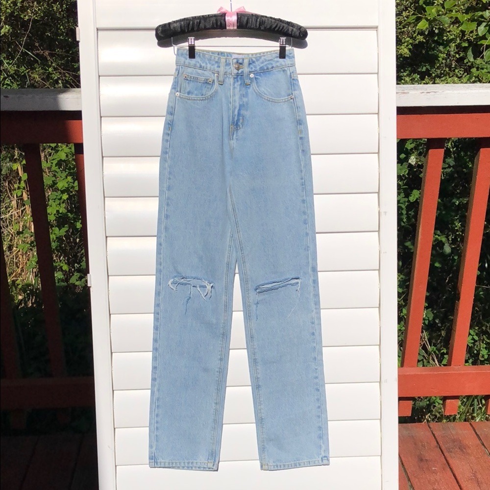 Princess Polly Blue High Rise Jeans with Classic Stitching NWT - Picture 2 of 13